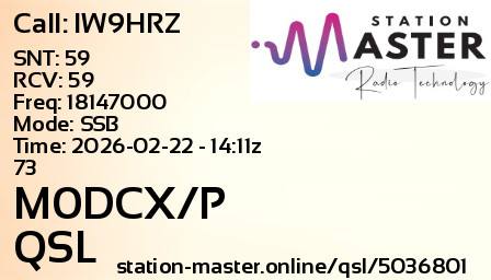 QSL Card for M0DCX/P QSO with IW9HRZ