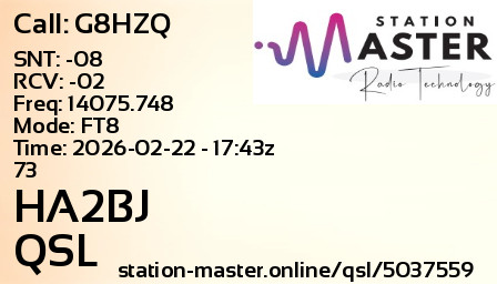 QSL Card for HA2BJ QSO with G8HZQ