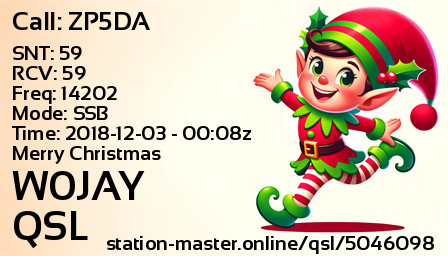 QSL Card for W0JAY QSO with ZP5DA