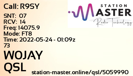 QSL Card for W0JAY QSO with R9SY