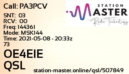 QSL Card for OE4EIE QSO with PA3PCV