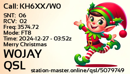 QSL Card for W0JAY QSO with KH6XX/W0