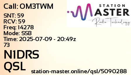 QSL Card for N1DRS QSO with OM3TWM