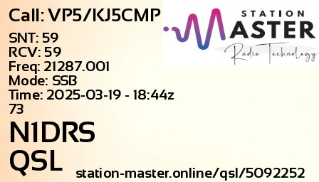 QSL Card for N1DRS QSO with VP5/KJ5CMP