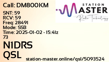 QSL Card for N1DRS QSO with DM800KM