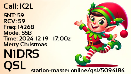 QSL Card for N1DRS QSO with K2L