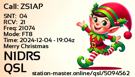 QSL Card for N1DRS QSO with ZS1AP