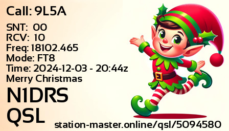QSL Card for N1DRS QSO with 9L5A