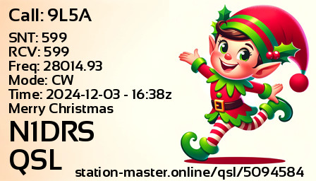 QSL Card for N1DRS QSO with 9L5A