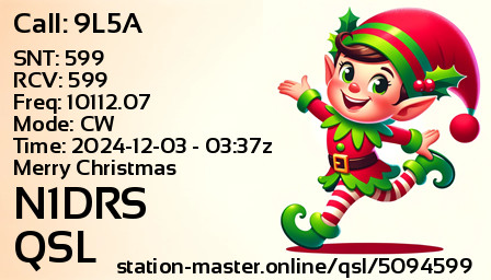 QSL Card for N1DRS QSO with 9L5A