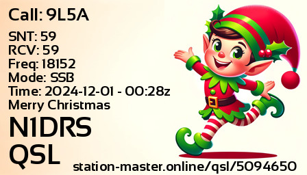 QSL Card for N1DRS QSO with 9L5A