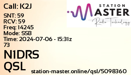 QSL Card for N1DRS QSO with K2J