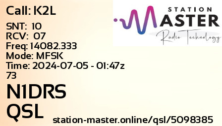 QSL Card for N1DRS QSO with K2L