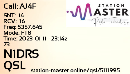 QSL Card for N1DRS QSO with AJ4F