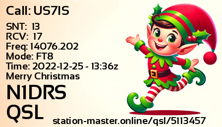 QSL Card for N1DRS QSO with US7IS