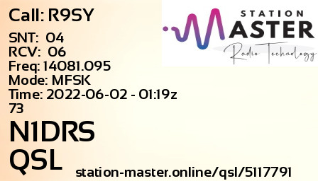 QSL Card for N1DRS QSO with R9SY