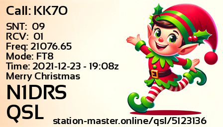 QSL Card for N1DRS QSO with KK7O
