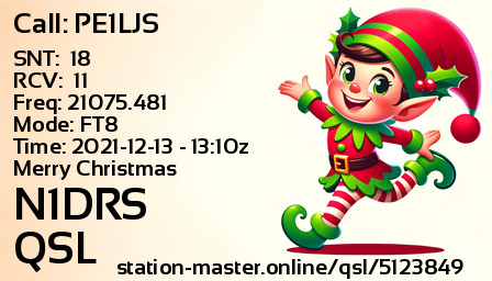 QSL Card for N1DRS QSO with PE1LJS