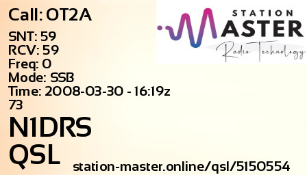QSL Card for N1DRS QSO with OT2A