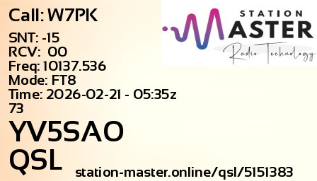 QSL Card for YV5SAO QSO with W7PK