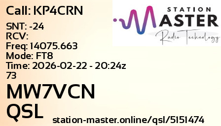 QSL Card for MW7VCN QSO with KP4CRN