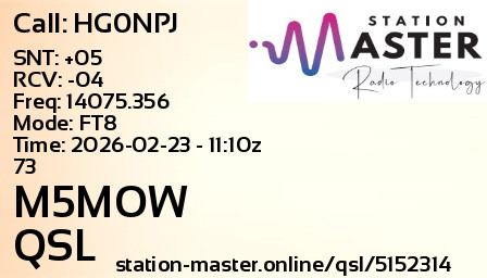QSL Card for M5MOW QSO with HG0NPJ