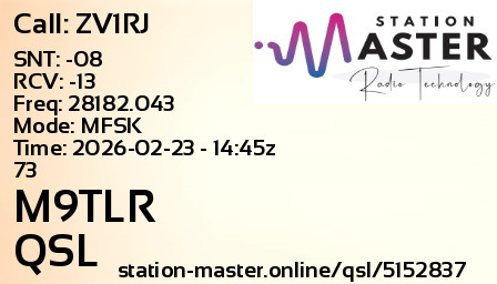 QSL Card for M9TLR QSO with ZV1RJ