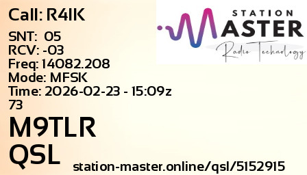 QSL Card for M9TLR QSO with R4IK