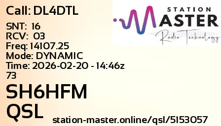 QSL Card for SH6HFM QSO with DL4DTL
