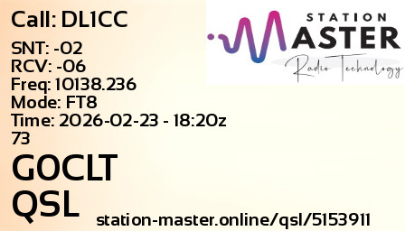 QSL Card for G0CLT QSO with DL1CC