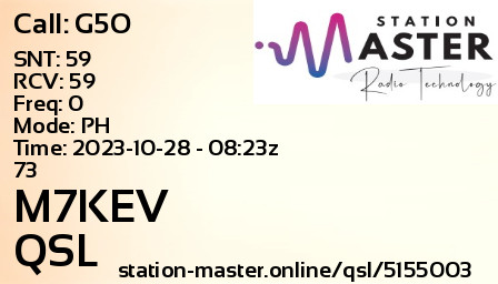 QSL Card for M7KEV QSO with G5O