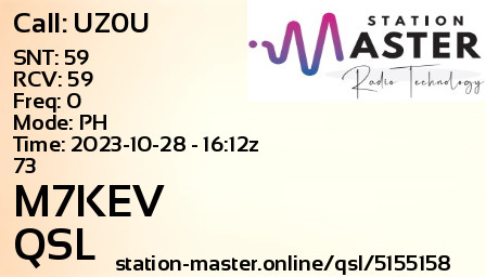 QSL Card for M7KEV QSO with UZ0U