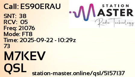 QSL Card for M7KEV QSO with ES90ERAU