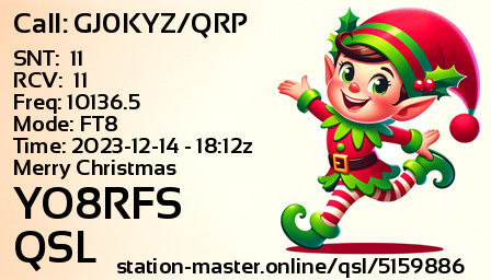 QSL Card for YO8RFS QSO with GJ0KYZ/QRP
