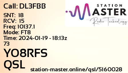 QSL Card for YO8RFS QSO with DL3FBB