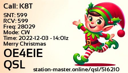 QSL Card for OE4EIE QSO with K8T