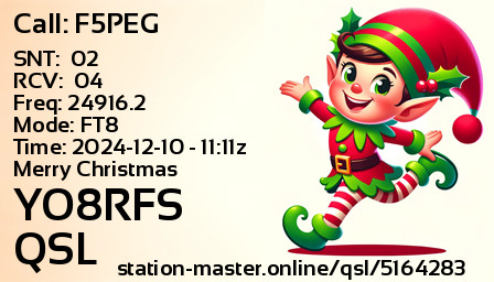 QSL Card for YO8RFS QSO with F5PEG