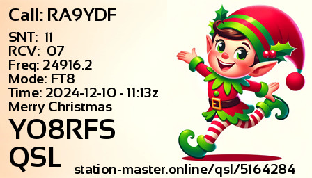 QSL Card for YO8RFS QSO with RA9YDF