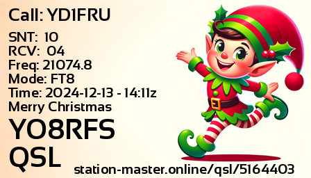 QSL Card for YO8RFS QSO with YD1FRU