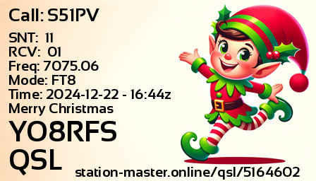 QSL Card for YO8RFS QSO with S51PV