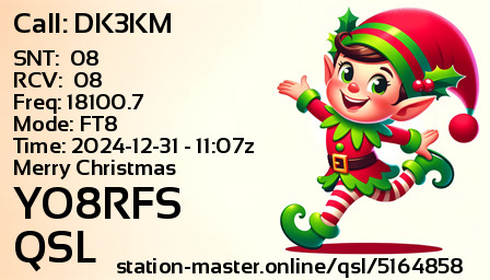 QSL Card for YO8RFS QSO with DK3KM