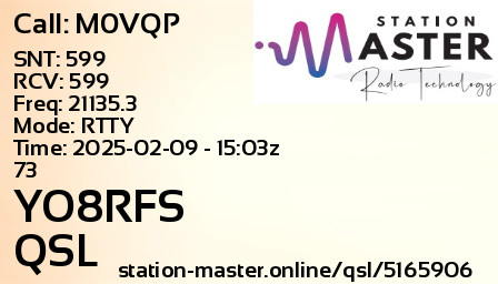 QSL Card for YO8RFS QSO with M0VQP
