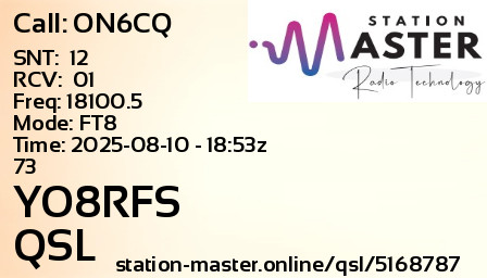 QSL Card for YO8RFS QSO with ON6CQ