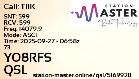 QSL Card for YO8RFS QSO with TI1K