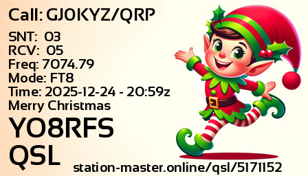 QSL Card for YO8RFS QSO with GJ0KYZ/QRP