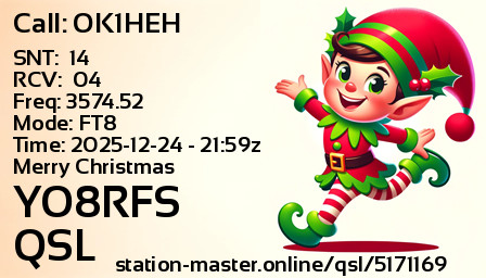 QSL Card for YO8RFS QSO with OK1HEH