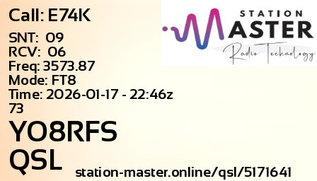 QSL Card for YO8RFS QSO with E74K