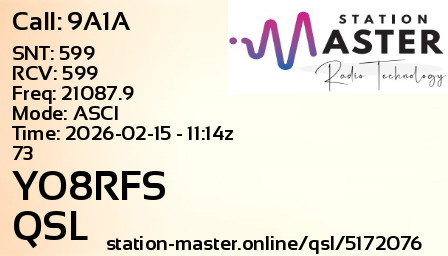 QSL Card for YO8RFS QSO with 9A1A