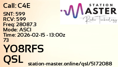 QSL Card for YO8RFS QSO with C4E