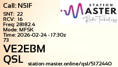QSL Card for VE2EBM QSO with N5IF